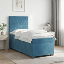 vidaXL Boxspring ágy matraccal fejtámlával Kék 90 x 200 cm Bársony