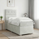 vidaXL Boxspring ágy matraccal Világosszürke Egyszemélyes Bársony