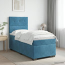 vidaXL Boxspring ágy matraccal fejtámlával Kék 100 x 200 cm Bársony