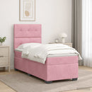 vidaXL Boxspring ágy matraccal Rózsaszín 90 x 200 cm Bársony