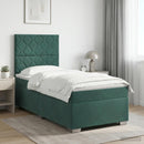 vidaXL Boxspring ágy matraccal Sötétzöld 90 x 200 cm Bársony