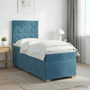 vidaXL Boxspring ágy matraccal fejtámlával Kék 90 x 200 cm Bársony