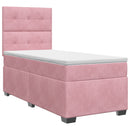 vidaXL Boxspring ágy matraccal Rózsaszín 90 x 200 cm Bársony
