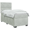 vidaXL Boxspring ágy matraccal Világosszürke 100 x 200 cm Bársony