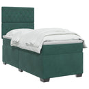 vidaXL Boxspring ágy matraccal Sötétzöld 100 x 200 cm Bársony