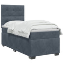 vidaXL Boxspring ágy matraccal Sötétszürke 100 x 200 cm Bársony
