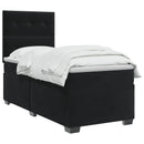 vidaXL Boxspring ágy matraccal fejtámlával Fekete 100 x 200 cm Bársony
