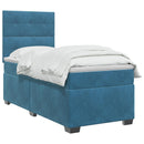 vidaXL Boxspring ágy matraccal fejtámlával Kék 100 x 200 cm Bársony