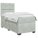 vidaXL Boxspring ágy matraccal Világosszürke 100 x 200 cm Bársony