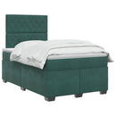 vidaXL Boxspring ágy matraccal Sötétzöld 120 x 200 cm Bársony