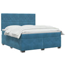 vidaXL Boxspring ágy matraccal fejtámlával Kék 140 x 200 cm Bársony