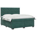 vidaXL Boxspring ágy matraccal Sötétzöld 140 x 200 cm Bársony