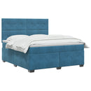 vidaXL Boxspring ágy matraccal fejtámlával Kék 160 x 200 cm Bársony