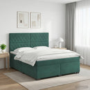 vidaXL Boxspring ágy matraccal Sötétzöld 140 x 190 cm Bársony