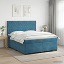 vidaXL Boxspring ágy matraccal fejtámlával Kék 140 x 200 cm Bársony
