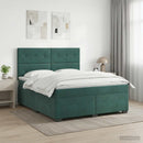 vidaXL Boxspring ágy matraccal Sötétzöld 140 x 190 cm Bársony