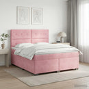 vidaXL Boxspring ágy matraccal Rózsaszín 160 x 200 cm Bársony