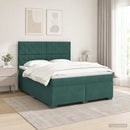 vidaXL Boxspring ágy matraccal Sötétzöld 140 x 200 cm Bársony