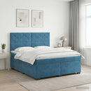 vidaXL Boxspring ágy matraccal fejtámlával Kék 140 x 190 cm Bársony