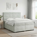 vidaXL Boxspring ágy matraccal Világosszürke 200 x 200 cm Bársony