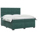 vidaXL Boxspring ágy matraccal Sötétzöld 200 x 200 cm Bársony