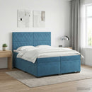 vidaXL Boxspring ágy matraccal fejtámlával Kék 200 x 200 cm Bársony