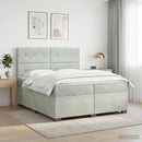 vidaXL Boxspring ágy matraccal Világosszürke 200 x 200 cm Bársony