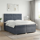 vidaXL Boxspring ágy matraccal Sötétszürke 200 x 200 cm Bársony