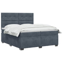 vidaXL Boxspring ágy matraccal Sötétszürke 200 x 200 cm Bársony