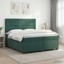 vidaXL Boxspring ágy matraccal Sötétzöld 200 x 200 cm Bársony