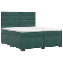 vidaXL Boxspring ágy matraccal Sötétzöld 200 x 200 cm Bársony