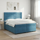 vidaXL Boxspring ágy matraccal fejtámlával Kék 200 x 200 cm Bársony