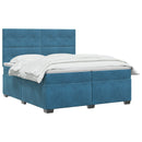 vidaXL Boxspring ágy matraccal fejtámlával Kék 200 x 200 cm Bársony