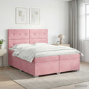 vidaXL Boxspring ágy matraccal Rózsaszín 200 x 200 cm Bársony