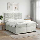 vidaXL Boxspring ágy matraccal Világosszürke 200 x 200 cm Bársony