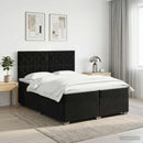 vidaXL Boxspring ágy matraccal fejtámlával Fekete 200 x 200 cm Bársony