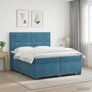 vidaXL Boxspring ágy matraccal fejtámlával Kék 200 x 200 cm Bársony