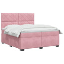 vidaXL Boxspring ágy matraccal Rózsaszín 200 x 200 cm Bársony
