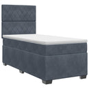 vidaXL Boxspring ágy matraccal Sötétszürke Egyszemélyes Bársony