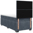 vidaXL Boxspring ágy matraccal Sötétszürke Egyszemélyes Bársony