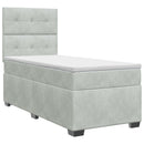 vidaXL Boxspring ágy matraccal Világosszürke Egyszemélyes Bársony