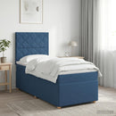 vidaXL Boxspring ágy matraccal fejtámlával Kék 100 x 200 cm Szövet
