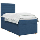 vidaXL Boxspring ágy matraccal fejtámlával Kék 100 x 200 cm Szövet