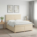vidaXL Boxspring ágy matraccal Krémszínű 140 x 190 cm Szövet