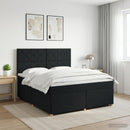vidaXL Boxspring ágy matraccal fejtámlával Fekete 140 x 190 cm Szövet
