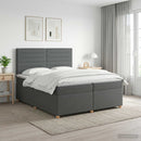 vidaXL Boxspring ágy matraccal Sötétszürke 200 x 200 cm Szövet