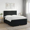 vidaXL Boxspring ágy matraccal fejtámlával Fekete 200 x 200 cm Szövet
