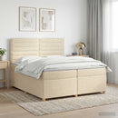 vidaXL Boxspring ágy matraccal Krémszínű 200 x 200 cm Szövet