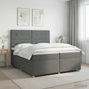 vidaXL Boxspring ágy matraccal Sötétszürke 200 x 200 cm Szövet