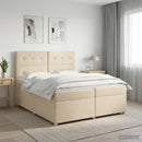 vidaXL Boxspring ágy matraccal Krémszínű 200 x 200 cm Szövet